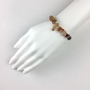 Glass and Stone Beaded Boho Stretch Bracelet